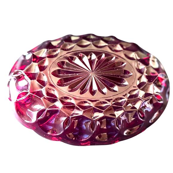 Vintage Avon Cape Cod Ruby Red Divided Relish Dish – Oval Scalloped Edge - Picture 3 of 8